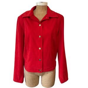 St. John Sport Vintage Red Soft Touch Blazer Jacket Medium EUC Y2K Faux Suede